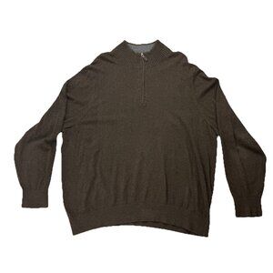 Eddie Bauer Mens Brown Cashmere Blend XXL 1/4 Zip Sweater